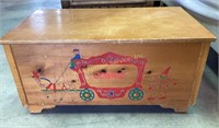 Wooden Toy Chest with Circus Carriage Print and