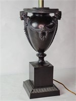 Vintage urn-style brass lamp w/ bronze finish