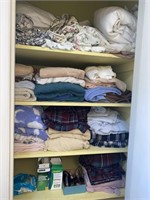 Master Bath Sheetd Towels contents in closet &