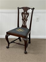 Queen Anne Walnut Side Chair with Pad Feet