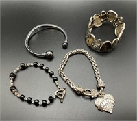 4 Silver-toned Bracelets