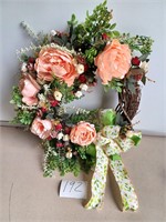 HANDMADE FLORAL HANGING WREATH. 24 INCHES ROUND