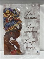 BLACK WOMAN INSPIRATIONAL QUOTE CANVAS ART 19.5IN