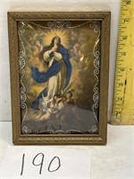 Framed Mary with Cherubs Print, Vintage 40's