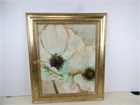 Plastic Gold Framed Flower Canvas  25" x 21"