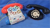 Vintage Kids Metal Toy Telephone, Kids Plastic