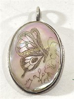 Sterling Silver & Abalone Butterfly Pendant