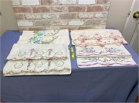 BOX LOT: 4 PAIRS OF EMBROIDERED PILLOW CASES,