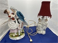 Table Lamp w/Shade & Figurine 13"