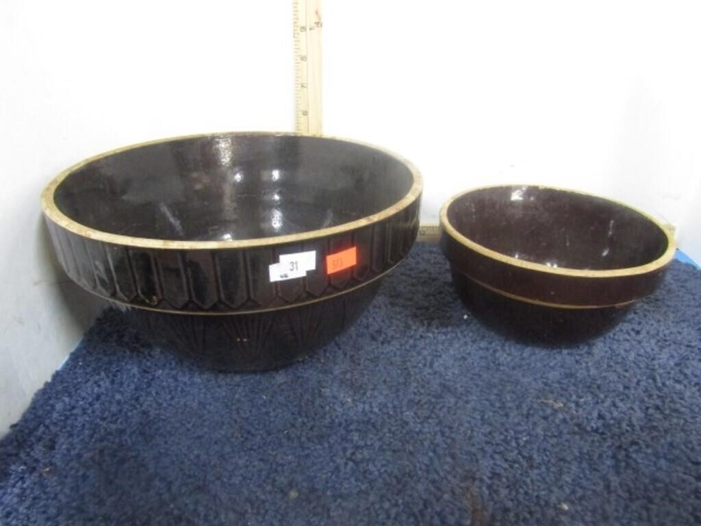 2 VINTAGE STONEWARE MIXING BOWLS