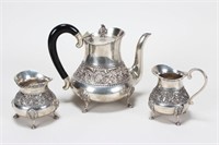 South East Asian Silver Three Piece Tea Set,
