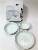 The Cellar 3 Piece White Porcelain Bowl Set
