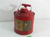 Vintage Red Galvanized Steel 5.7 L Gas Can GW