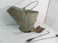 Vintage Large Galvanized Coal Scuffle Ash Bucket