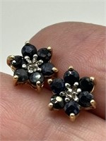 Sterling & Gold Sapphire & Diamond Earrings
