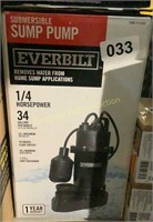 Everbilt Submersible Sump Pump 1/4HP $100 R