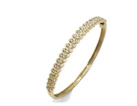 Diamond & 9ct yellow gold hinged bangle