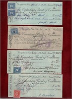 CANADA 1930's CHEQUES WITH REVENUE STAMPS