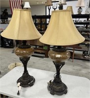 Pair of Large Decorative Glass and Metal Lamps