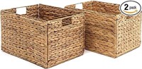 Large Foldable Rectangle Woven Wicker Basket Bins