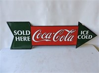 Nice Heavy Tin Coca-Cola Directional Sign, 27" L