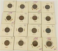 (16) Indian head pennies to include: 1892, (2)