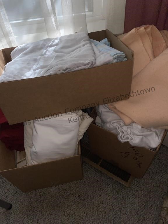 3Box of  assorted bed linens unknown sizes