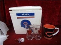 Chicago Bears lot. Cooler, glasses, mug.