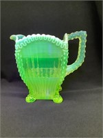 Vaseline/Uranium Glass Square Pitcher, 7 1/2"T,