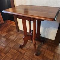 Antique Walnut Parlor Table on Casters