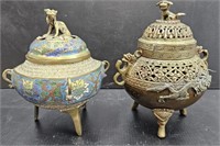 Brass & Champleve Asian Incense Burners