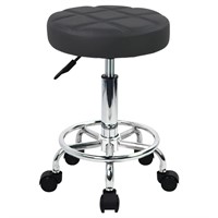 WKWKER Round Rolling Stool with Footrest PU