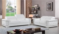 Contemporary White Genuine Italian Leather Sofa