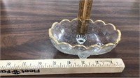 Jeanette glass candy dish w/gold trim