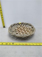 10'' weaved ceramic glazed basket dish