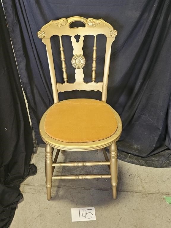Painted Gold Wooden Upholsted Chair