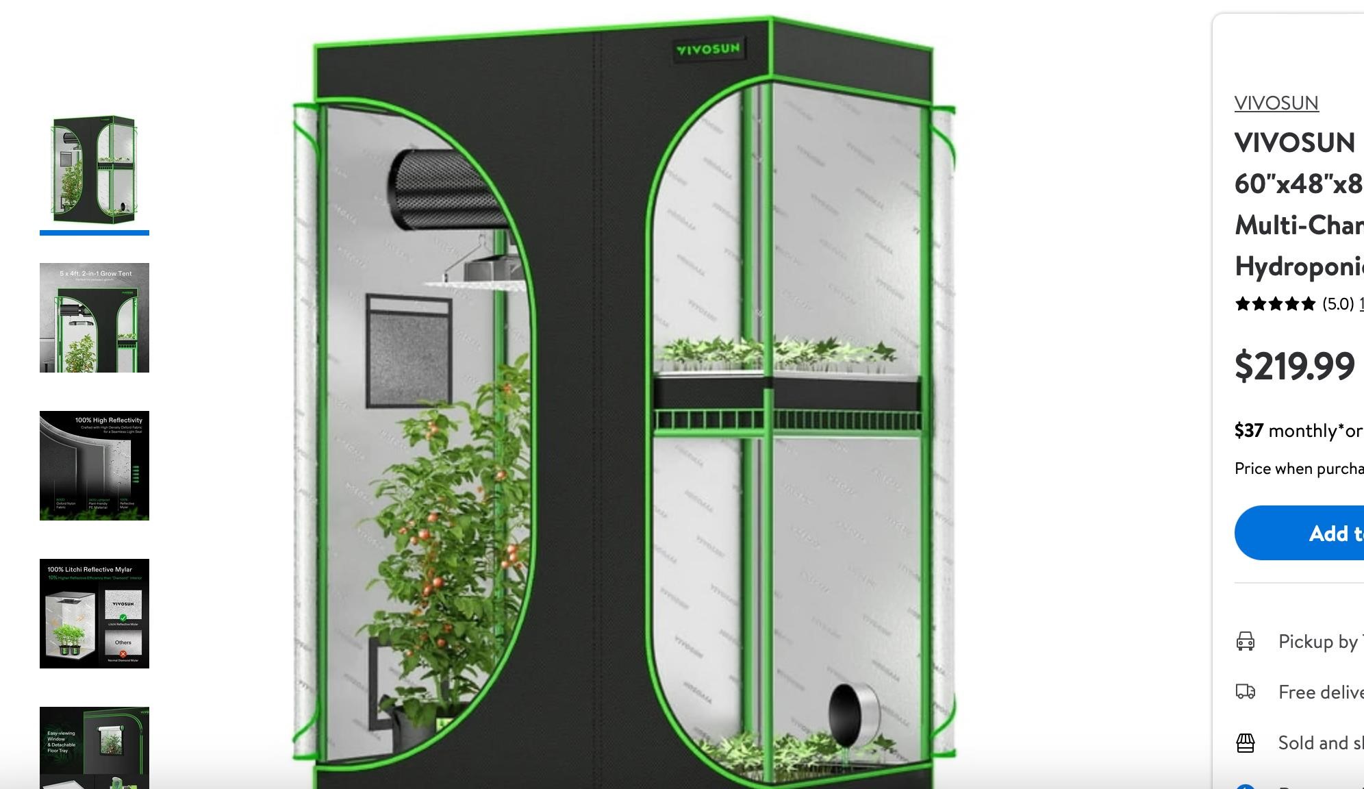 VIVOSUN 2-in-1  Grow Tent, 60"x48"x80" High