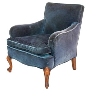 Teal Blue Velvet Upholstered Child's Armchair