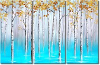 3Pcs 24x36in Yellow Birch Tree Framed Art