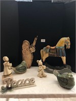 Decorative Items Chalkware, Pottery, Wood