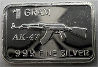 1 Gram .999 Silver w/AK-47 On Front!