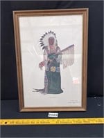 Framed American Indian Crow Warrior Print
