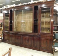 Monumental Flame Mahogany Shop Display Cabinet.