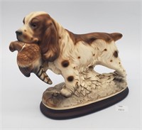 UCGC Japan Ceramic Setter Dog w Bird Figurine