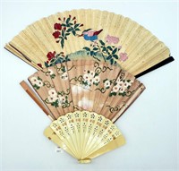 Vintage Paper Folding Fans & Plastic Fan