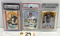 (3) Graded Willie Mays Baseball Cards