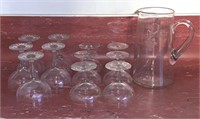Vintage etched desert glasses/pitcher
