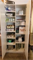 White Storage Cabinet w/ Canning Jars, Baking Pans