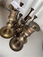 Miscellaneous lot of brass candlesticks