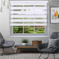 White Cordless Zebra Blinds 34 W x 72 H